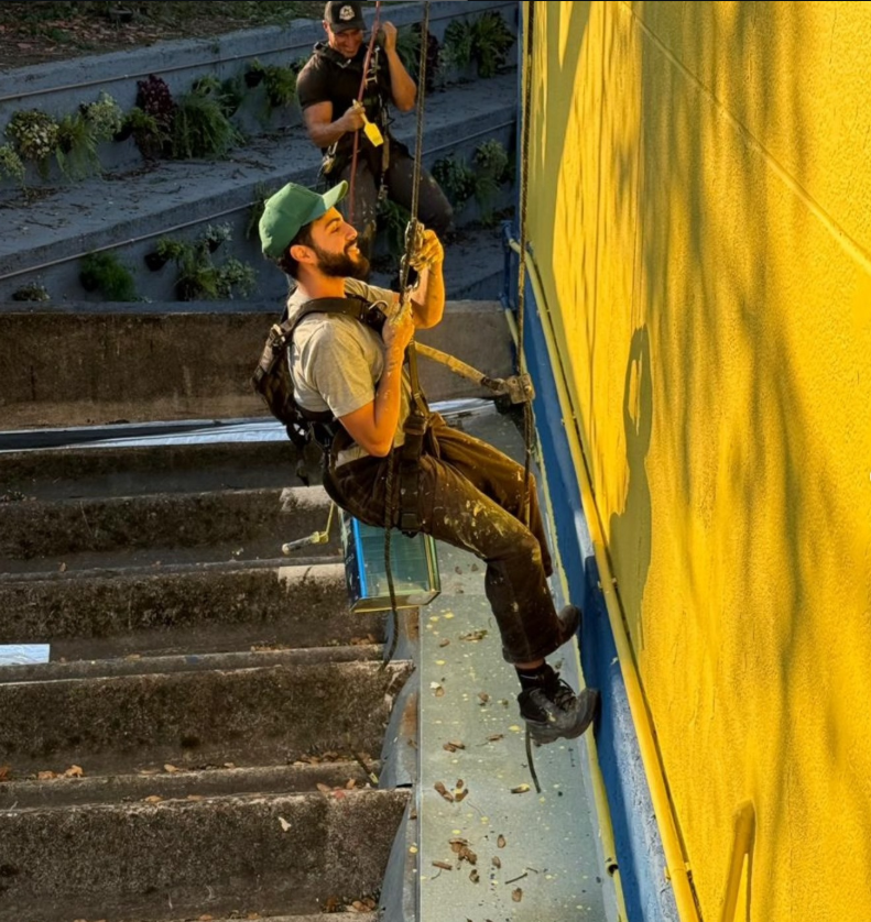 Profissional realizando pintura penturado