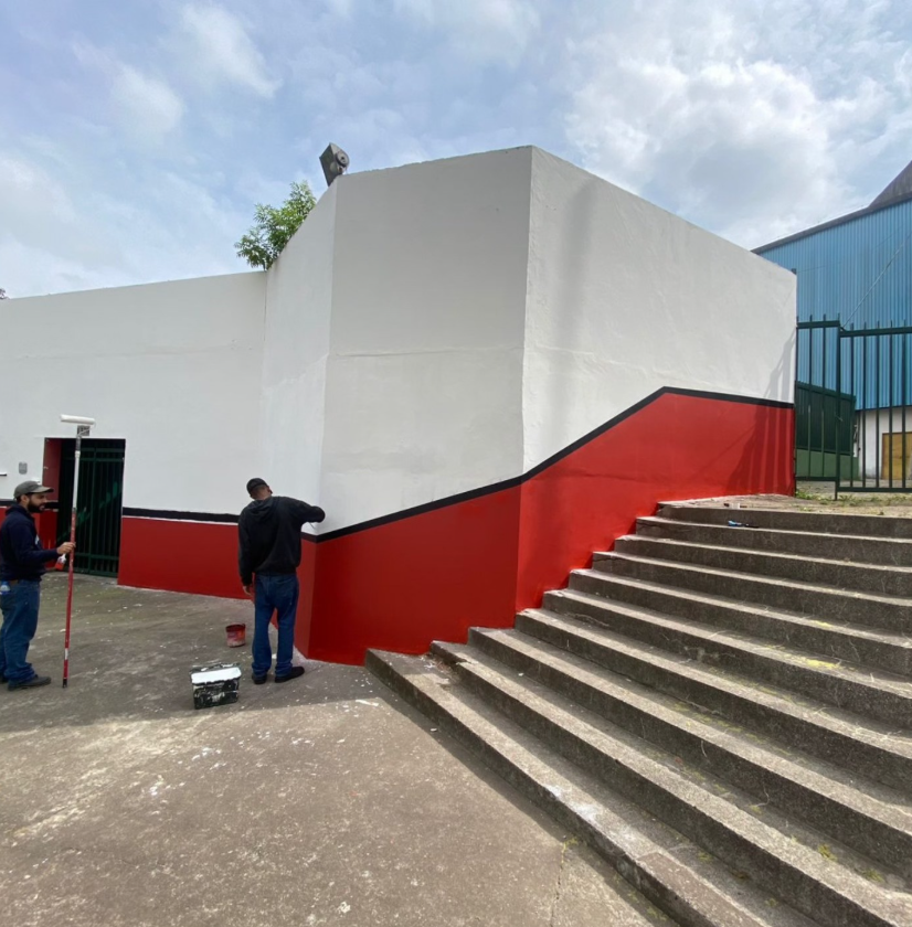 Profissional realizando pintura em parede interna